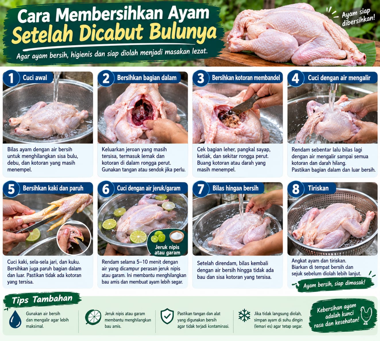Cara Membersihkan Ayam Setelah Dicabut