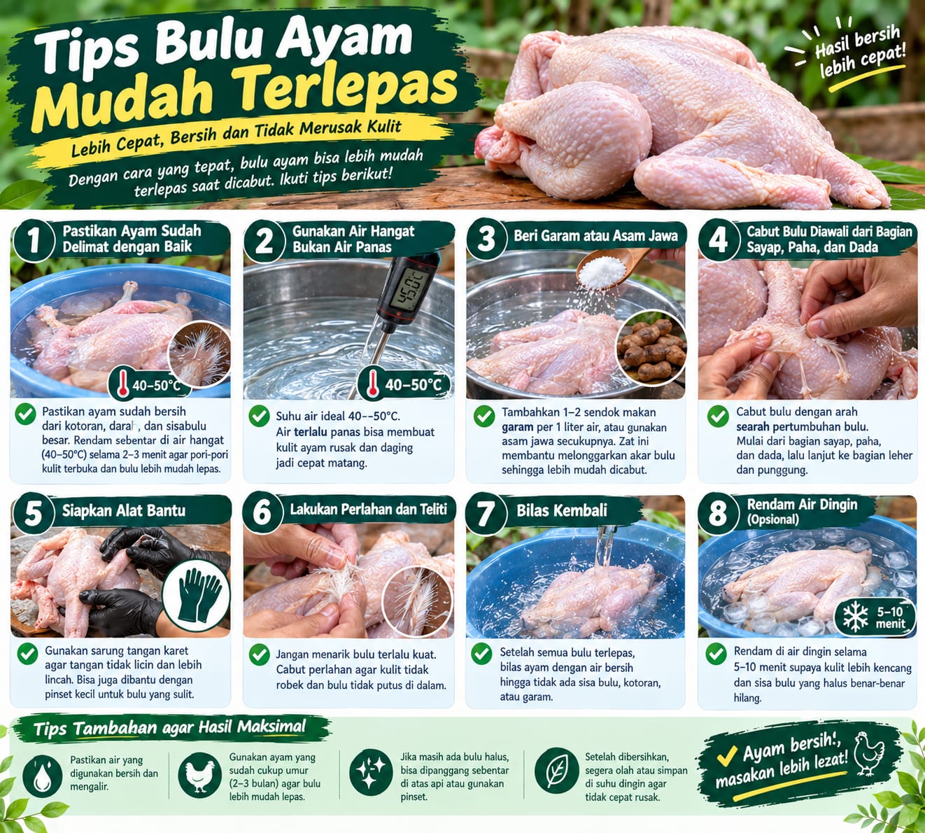 Tips Bulu Ayam Mudah Terlepas